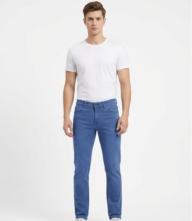 Men's skin fit narrow bottom cornflower dark blue jeans