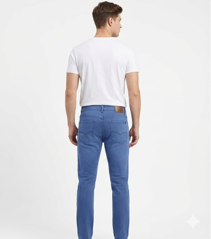 Men's skin fit narrow bottom cornflower dark blue jeans