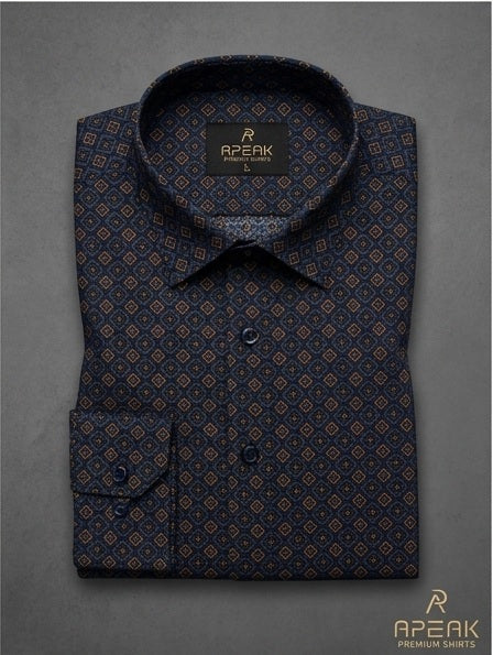 Men's Sophisticated Black & Grey Abstract Print Premium Shirt