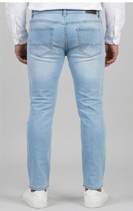 Men's Mildly Distressed Slim-Fit Narrow Jeans in Washed light blue