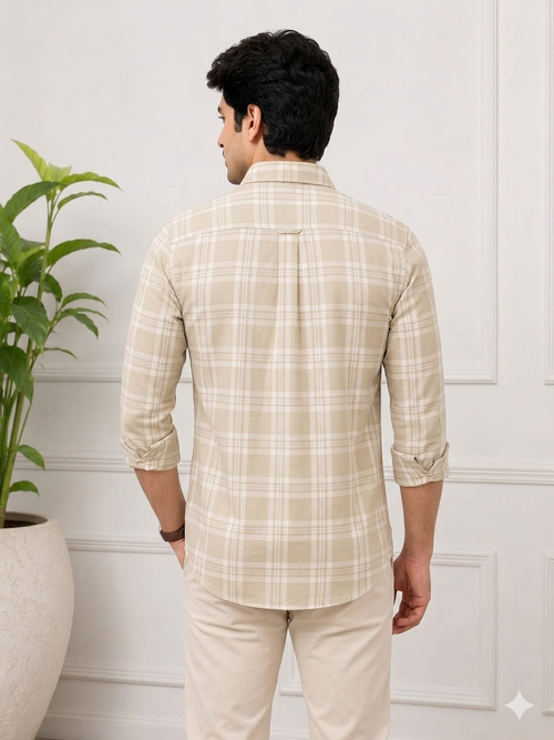 Men's Checks Cotton Shirt Light Green