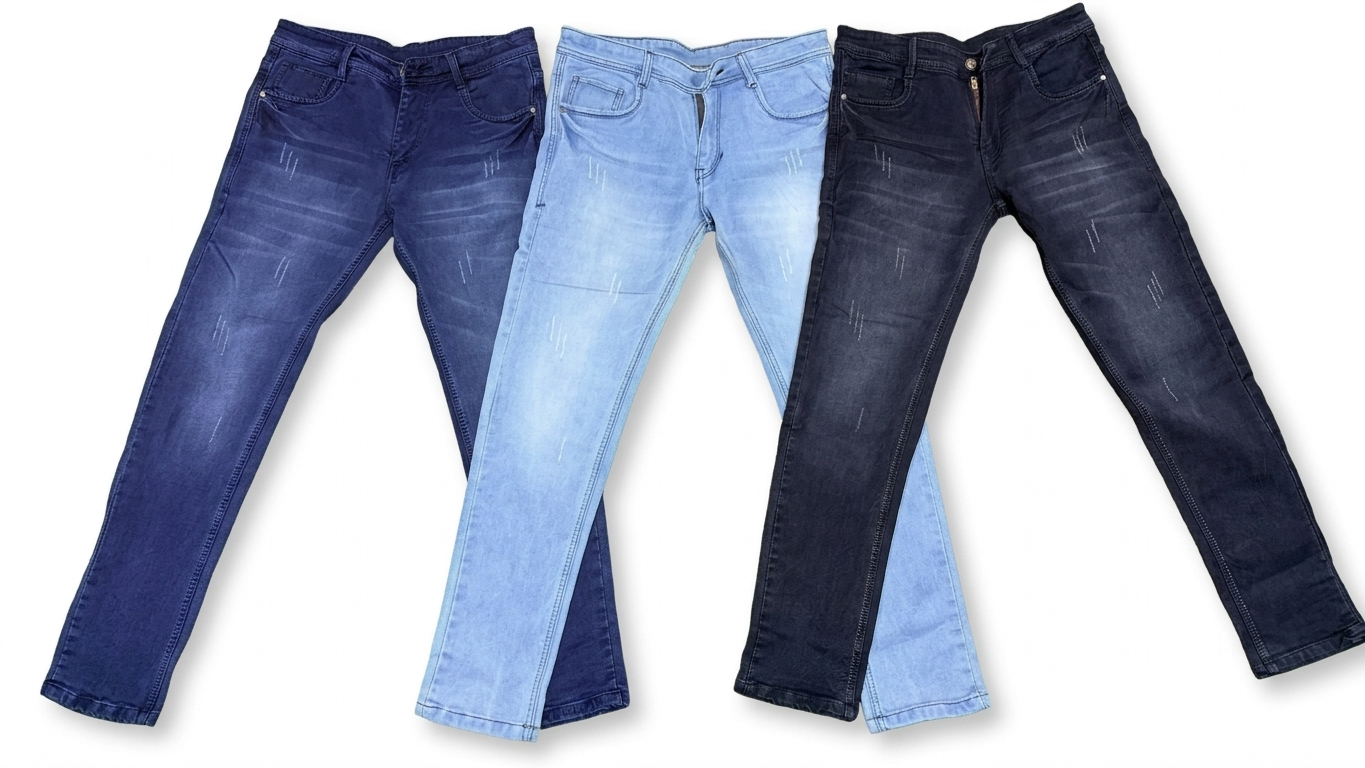 Men's Mildly Distressed Slim-Fit Narrow Jeans in Washed light blue