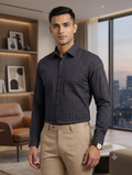 Men's Sophisticated Black & Grey Abstract Print Premium Shirt