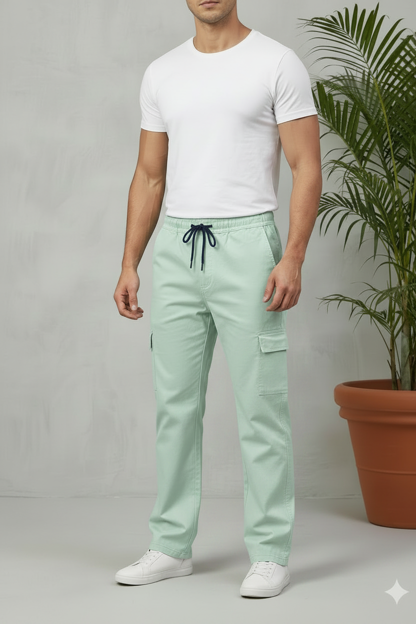 Men's Straight-Fit Cargo Track Pants – Slate Blue Utility Joggers