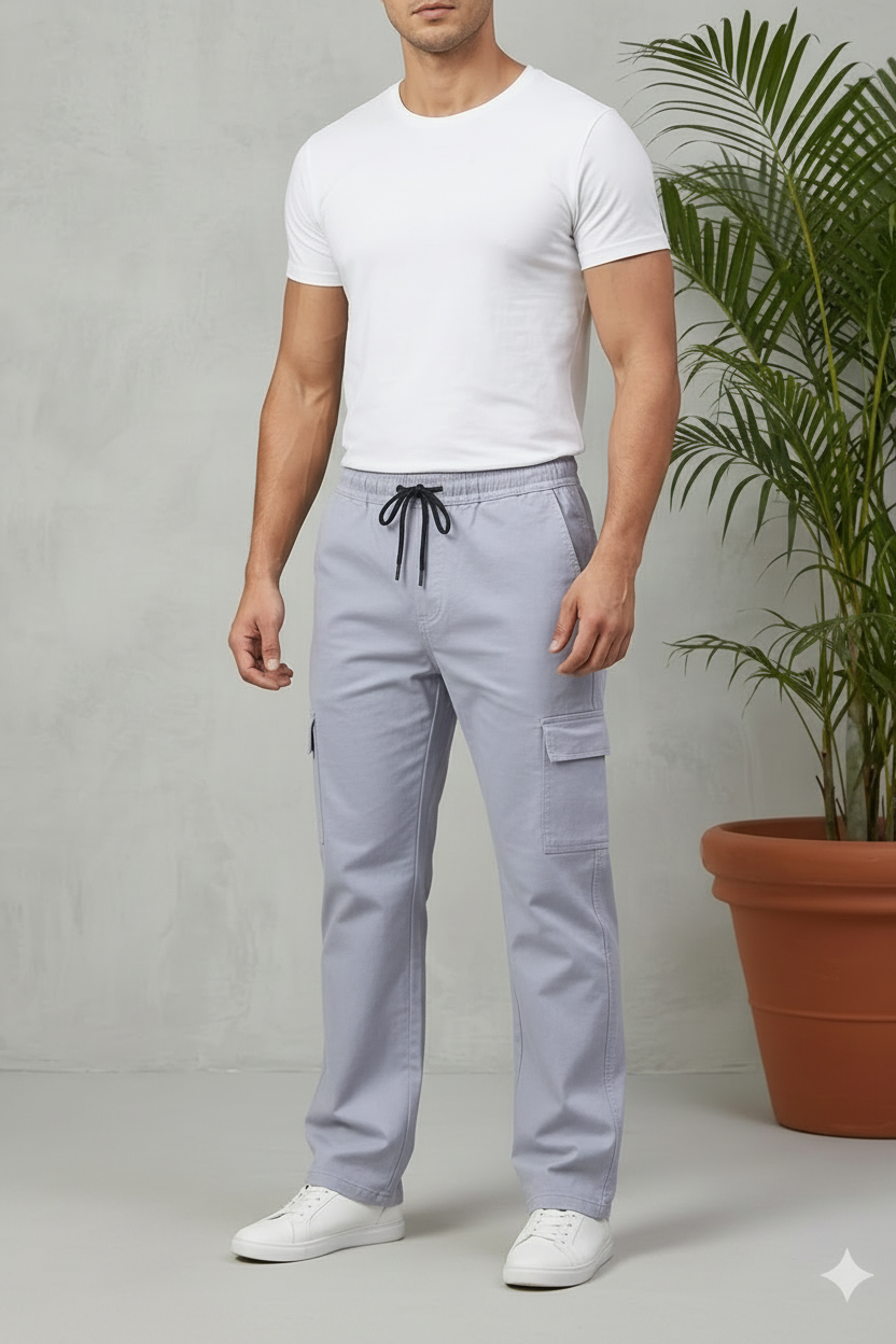 Men's Straight-Fit Cargo Track Pants – Slate Blue Utility Joggers