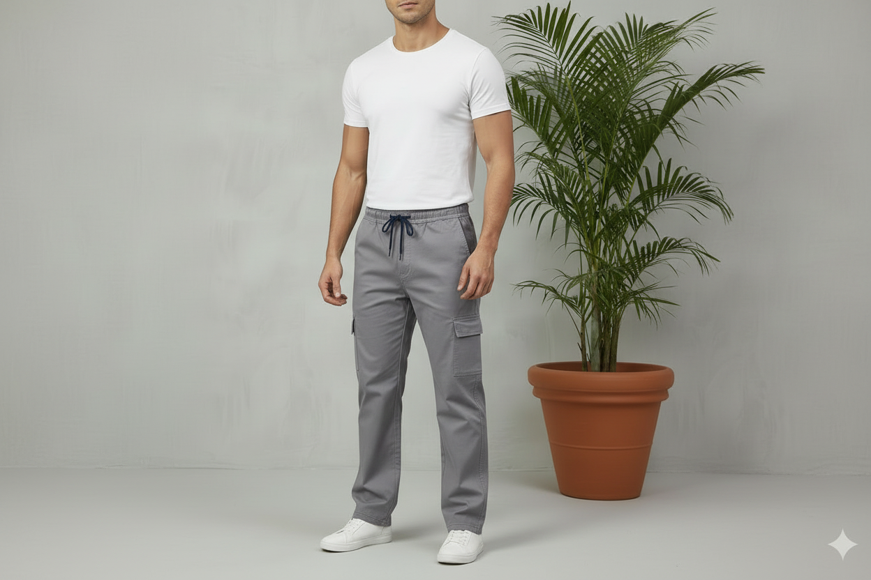 Men's Straight-Fit Cargo Track Pants – Slate Blue Utility Joggers
