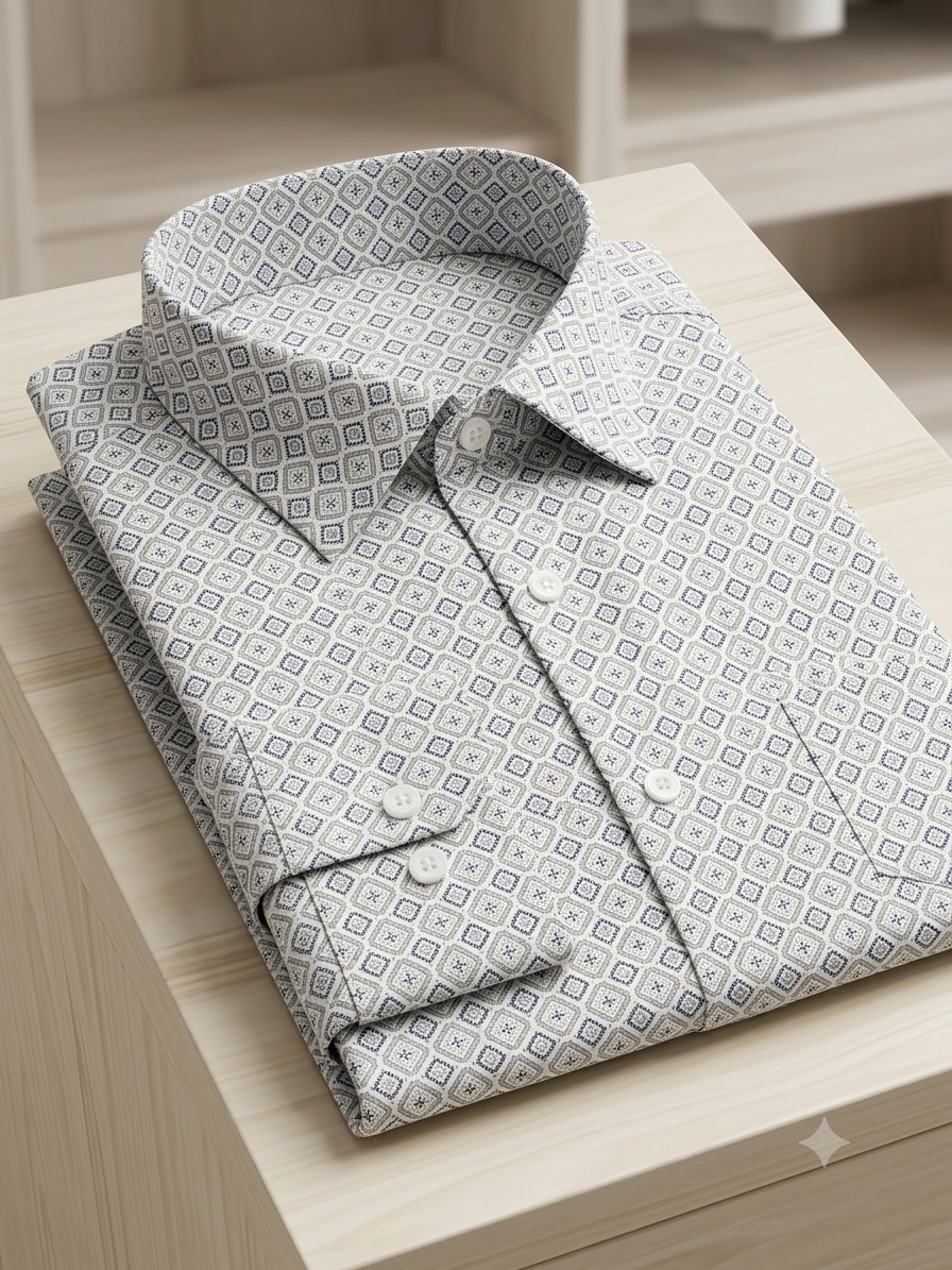 Men’s Premium Cotton Slim-Fit Printed Formal Shirt 100% Cotton