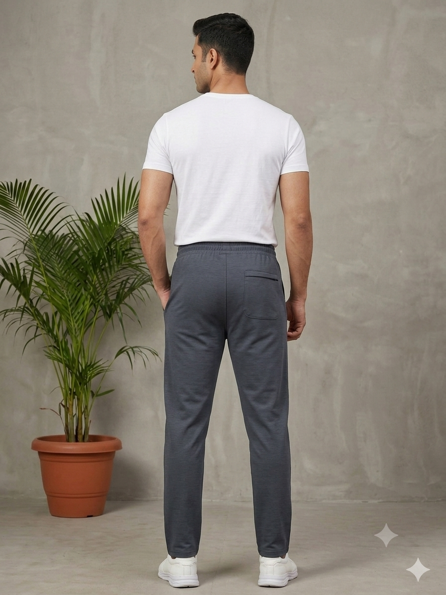 Men's Slate Grey Straight-Fit Comfort Track Pants
