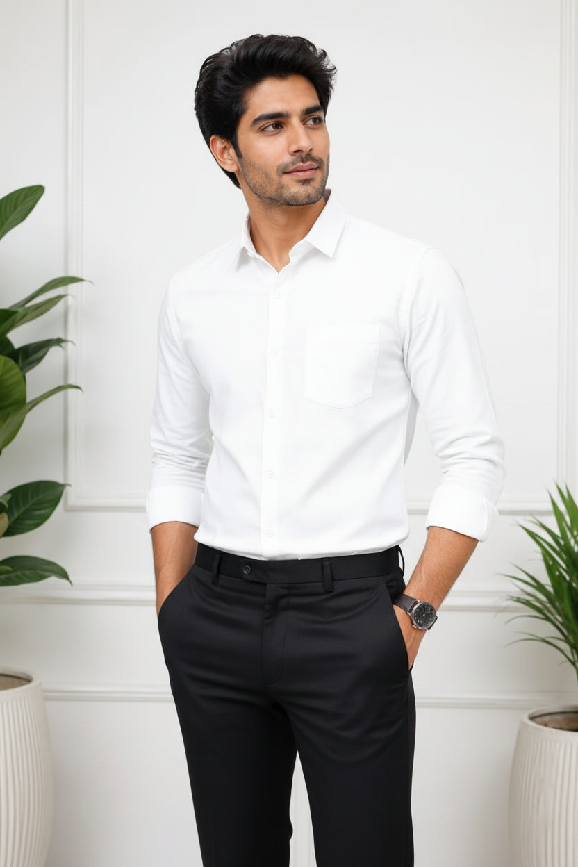 Men's White Cotton Shirt