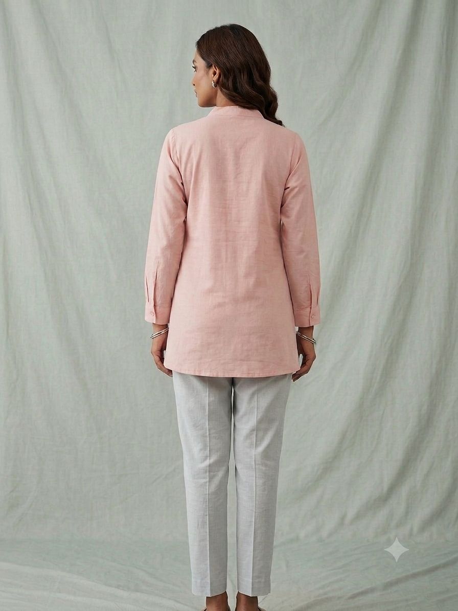 Embellished Embroidered Mandarin Collar Top