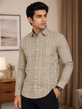 Men’s Premium Cotton Micro-Check Formal Shirt – Subtle Blue & White Casual Button-Down