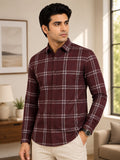 Men's Premium Cotton Geometric Print Shirt – Sophisticated Grey & White Smart-Casual Button-Down