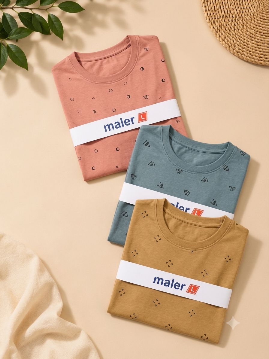 Essential Geometric Print Crew-Neck T-Shirt Combo (Pack of 3)