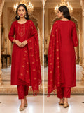 Radiant Red Embroidered Straight Kurta Set