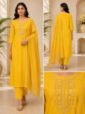 Yellow Embroidered Straight Kurta Set with Dupatta