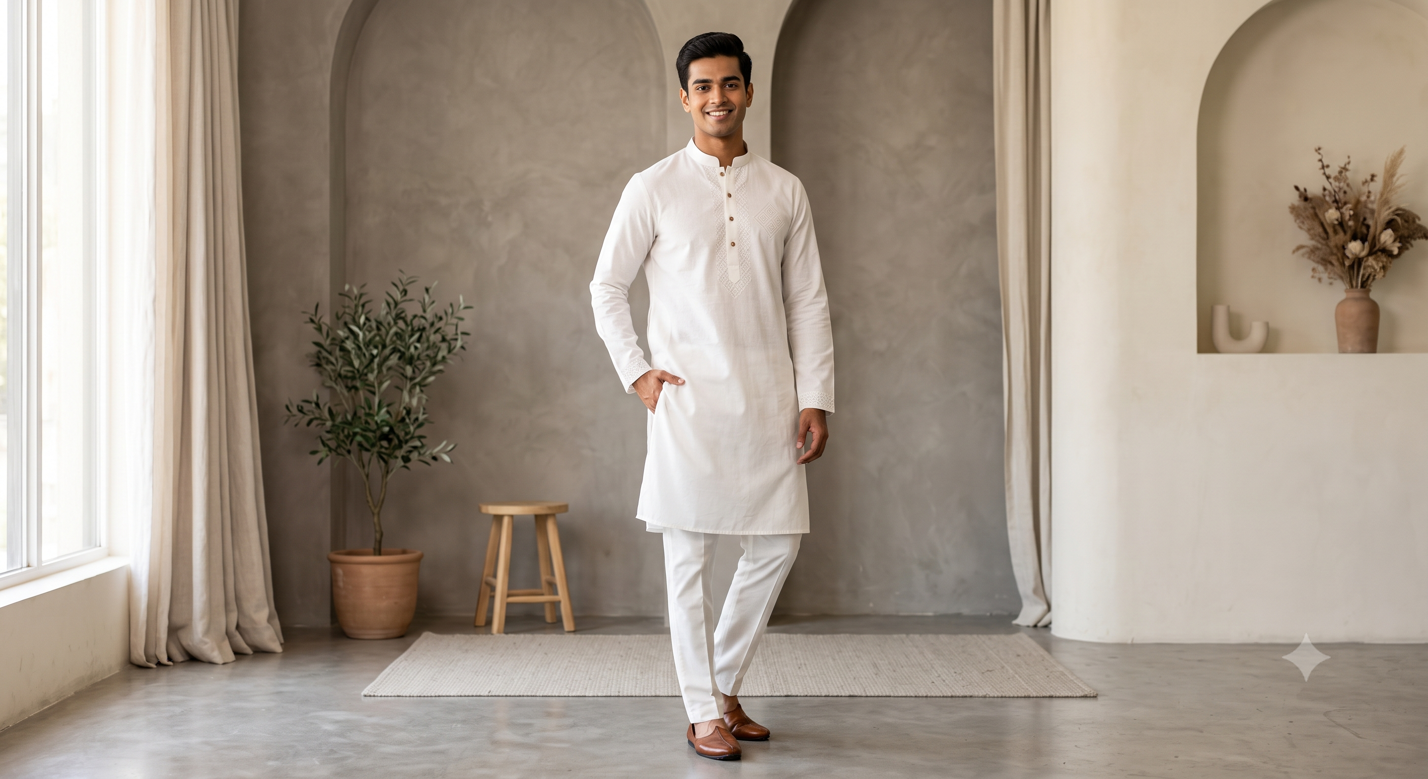 Men’s Pure Cotton White Kurta Pajama Set | Elegant Ethnic Wear